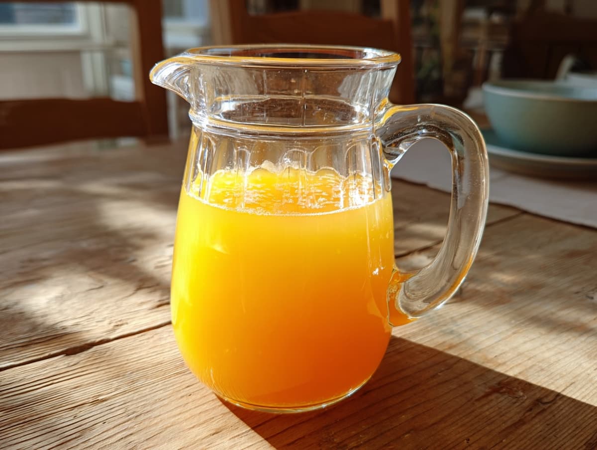 Diagram explaining Mounjaro UK units ↔ mL ↔ mg using orange squash and a U-100 syringe.